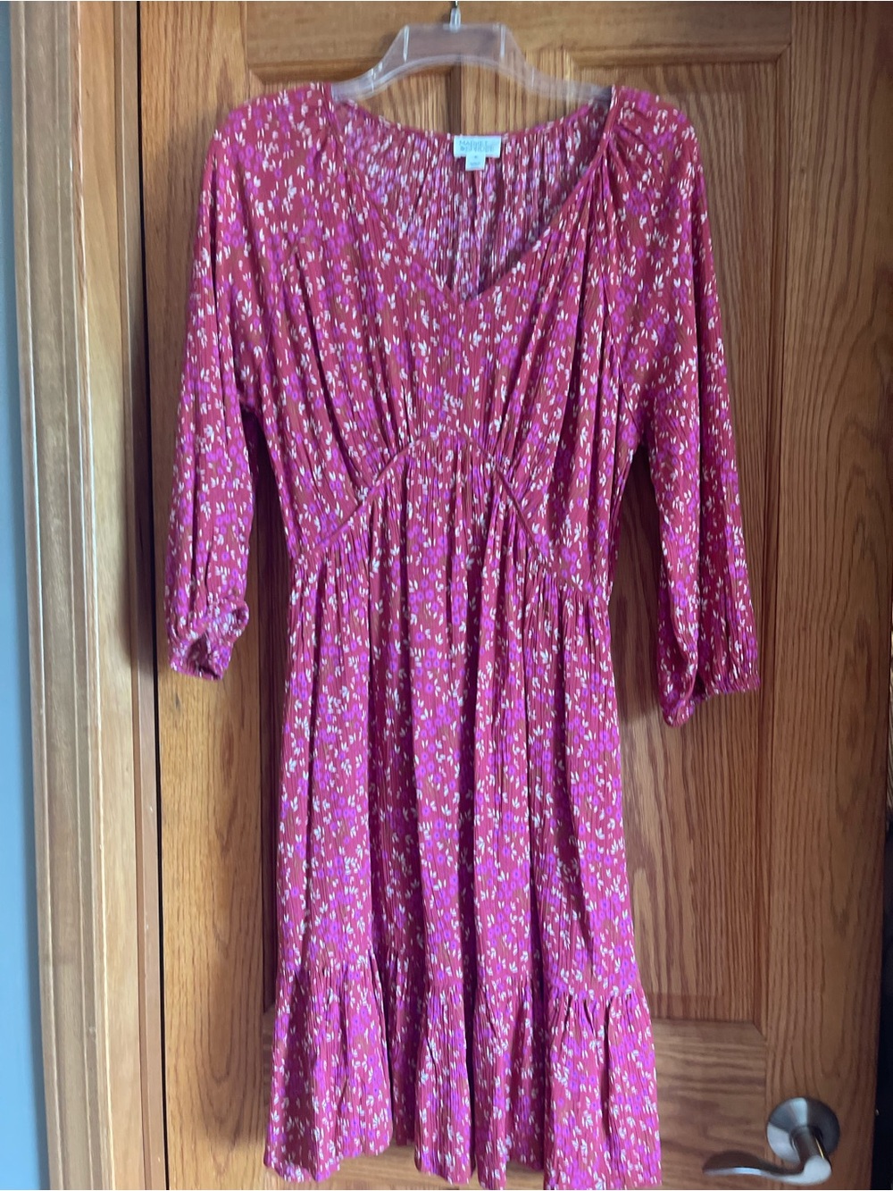 Market & Spruce Raspberry Floral Tiered Dress